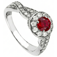 Afbeelding in Gallery-weergave laden, 1,85 karaat rode ronde Halo Ruby Natuurlijke echte diamanten ( niet in een laboratorium gekweekt ) ring wit goud 14K