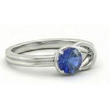 Afbeelding in Gallery-weergave laden, 1 karaat solitaire blauwe saffier wit goud 14K fancy ring sieraden nieuw