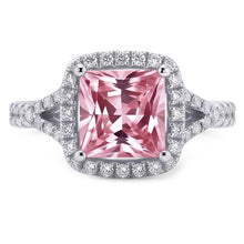 Afbeelding in Gallery-weergave laden, 2.15 ct. Roze saffier prinses Halo WG edelsteen ring