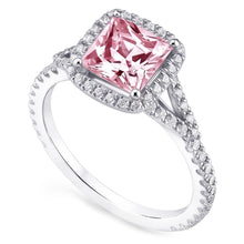 Afbeelding in Gallery-weergave laden, 2.15 ct. Roze saffier prinses Halo WG edelsteen ring