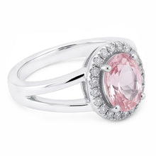 Afbeelding in Gallery-weergave laden, 2.16 Ct. Ovale roze centrum saffier trouwring met edelsteen