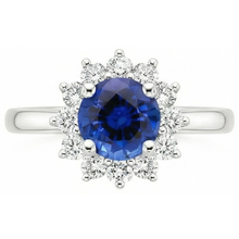 Afbeelding in Gallery-weergave laden, 2.20 Karaat Ronde Ceylon Saffier Ring Diamanten Sieraden Goud Wit 14K