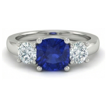 Afbeelding in Gallery-weergave laden, 2.25 Ct Ceylon Sapphire Diamonds Ring 14K Wit Goud Nieuw