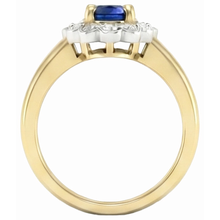 Afbeelding in Gallery-weergave laden, 2.25 ct. Sri Lanka Sapphire Diamonds Halo Ring Two Tone Nieuw