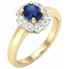 Afbeelding in Gallery-weergave laden, 2.25 ct. Sri Lanka Sapphire Diamonds Halo Ring Two Tone Nieuw