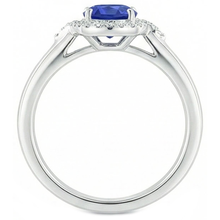 Afbeelding in Gallery-weergave laden, 2.25 karaat Ceylon saffier en Natuurlijke echte diamanten ( niet in een laboratorium gekweekt ) belofte ring wit goud 14k