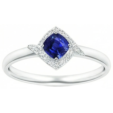 Afbeelding in Gallery-weergave laden, 2.25 karaat Ceylon saffier en Natuurlijke echte diamanten ( niet in een laboratorium gekweekt ) belofte ring wit goud 14k