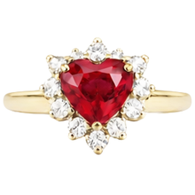 Afbeelding in Gallery-weergave laden, 2.25 karaat hart geslepen robijn en Natuurlijke echte diamanten ( niet in een laboratorium gekweekt ) ring geel goud 14K