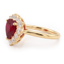 Afbeelding in Gallery-weergave laden, 2.25 karaat hart geslepen robijn en Natuurlijke echte diamanten ( niet in een laboratorium gekweekt ) ring geel goud 14K