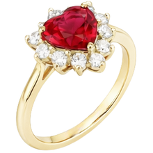 Afbeelding in Gallery-weergave laden, 2.25 karaat hart geslepen robijn en Natuurlijke echte diamanten ( niet in een laboratorium gekweekt ) ring geel goud 14K