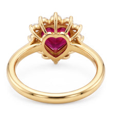 Afbeelding in Gallery-weergave laden, 2.25 karaat hart geslepen robijn en Natuurlijke echte diamanten ( niet in een laboratorium gekweekt ) ring geel goud 14K