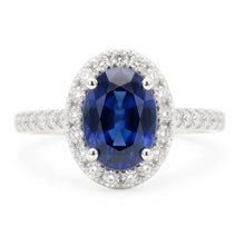 Afbeelding in Gallery-weergave laden, 2.25 karaat ovale blauwe saffier en Natuurlijke echte diamanten ( niet in een laboratorium gekweekt ) trouwring wit goud 14K