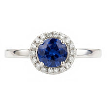 Afbeelding in Gallery-weergave laden, 2.40 ct ovale Ceylon saffier en Natuurlijke echte diamanten ( niet in een laboratorium gekweekt ) ring wit goud 14k