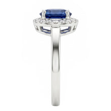 Afbeelding in Gallery-weergave laden, 2.40 ct ovale Ceylon saffier en Natuurlijke echte diamanten ( niet in een laboratorium gekweekt ) ring wit goud 14k