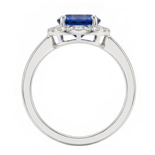 Afbeelding in Gallery-weergave laden, 2.40 ct ovale Ceylon saffier en Natuurlijke echte diamanten ( niet in een laboratorium gekweekt ) ring wit goud 14k