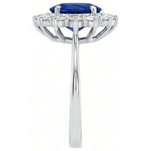 Afbeelding in Gallery-weergave laden, 2.40 karaat Ceylon saffier en Natuurlijke echte diamanten ( niet in een laboratorium gekweekt ) ring wit goud 14K