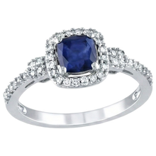 Afbeelding in Gallery-weergave laden, 2.45 Ct Ceylon Saffier En Diamanten Halo Fancy Ring Wit Goud 14K