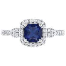 Afbeelding in Gallery-weergave laden, 2.45 Ct Ceylon Saffier En Diamanten Halo Fancy Ring Wit Goud 14K