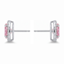 Afbeelding in Gallery-weergave laden, Roze diamanten oorhangers 2,5 karaat labgekweekt ovaal halo 14K witgoud