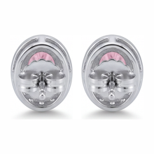 Afbeelding in Gallery-weergave laden, Roze diamanten oorhangers 2,5 karaat labgekweekt ovaal halo 14K witgoud