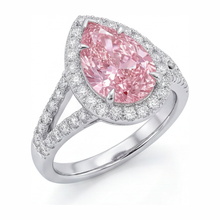 Afbeelding in Gallery-weergave laden, Verlovingsring met roze diamant 2,5 karaat labgekweekt peervormige halo 14K witgoud