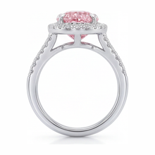 Afbeelding in Gallery-weergave laden, Verlovingsring met roze diamant 2,5 karaat labgekweekt peervormige halo 14K witgoud