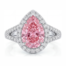 Afbeelding in Gallery-weergave laden, Verlovingsring met roze diamant 2,5 karaat labgekweekt peervormige halo 14K witgoud
