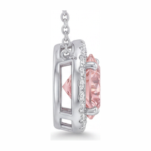 Afbeelding in Gallery-weergave laden, Ketting met roze diamant 2,5 karaat labgekweekt ronde halo hanger 14K witgoud