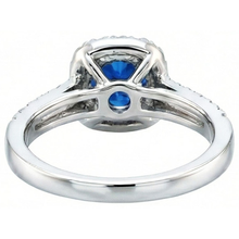 Afbeelding in Gallery-weergave laden, 2.50 karaat blauwe saffier en witte ronde Natuurlijke echte diamanten ( niet in een laboratorium gekweekt ) ring wit goud