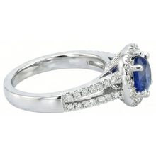 Afbeelding in Gallery-weergave laden, 2.50 karaat blauwe saffier en witte ronde Natuurlijke echte diamanten ( niet in een laboratorium gekweekt ) ring wit goud