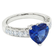 Afbeelding in Gallery-weergave laden, echte round saffier 2.50karaat ring close-up detail