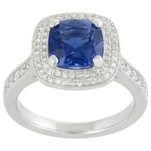 Afbeelding in Gallery-weergave laden, 2.60 Ct Ceylon Saffier En Diamanten Ring Goud Wit 14K