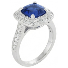 Afbeelding in Gallery-weergave laden, 2.60 Ct Ceylon Saffier En Diamanten Ring Goud Wit 14K