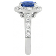 Afbeelding in Gallery-weergave laden, 2.60 Ct Ceylon Saffier En Diamanten Ring Goud Wit 14K