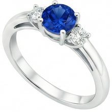 Afbeelding in Gallery-weergave laden, 2.70 ct blauwe saffier en Natuurlijke echte diamanten ( niet in een laboratorium gekweekt ) drie stenen ring goud 14k