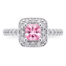 Afbeelding in Gallery-weergave laden, 2.75 Karaat Princess Roze Saffier Halo Ring Witgoud 14K Edelsteen