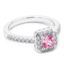 Afbeelding in Gallery-weergave laden, 2.75 Karaat Princess Roze Saffier Halo Ring Witgoud 14K Edelsteen