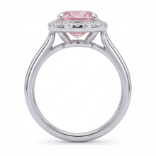 Afbeelding in Gallery-weergave laden, Roze diamanten ring 2,75 karaat labgekweekt kussengeslepen Halo 14K Witgoud