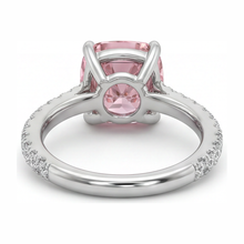 Afbeelding in Gallery-weergave laden, Ring met roze diamant 2,75 karaat labgekweekt kussenslijpsel pavé 14K witgoud