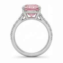 Afbeelding in Gallery-weergave laden, Ring met roze diamant 2,75 karaat labgekweekt kussenslijpsel pavé 14K witgoud