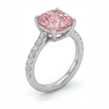 Afbeelding in Gallery-weergave laden, Ring met roze diamant 2,75 karaat labgekweekt kussenslijpsel pavé 14K witgoud
