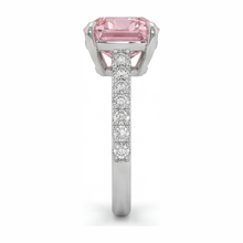 Afbeelding in Gallery-weergave laden, Ring met roze diamant 2,75 karaat labgekweekt kussenslijpsel pavé 14K witgoud