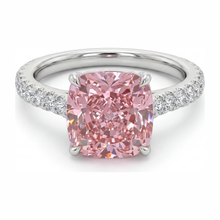 Afbeelding in Gallery-weergave laden, Ring met roze diamant 2,75 karaat labgekweekt kussenslijpsel pavé 14K witgoud