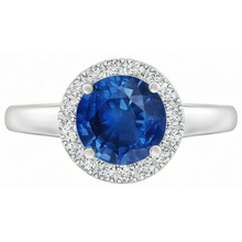 Afbeelding in Gallery-weergave laden, echte round saffier 2.80karaat ring close-up detail
