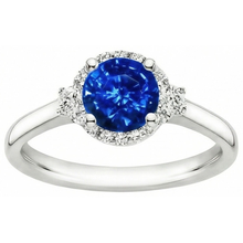 Afbeelding in Gallery-weergave laden, 2.90 Ct Solitaire met accenten Ceylon blauwe saffier Natuurlijke echte diamanten ( niet in een laboratorium gekweekt ) ring