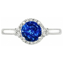 Afbeelding in Gallery-weergave laden, 2.90 Ct Solitaire met accenten Ceylon blauwe saffier Natuurlijke echte diamanten ( niet in een laboratorium gekweekt ) ring