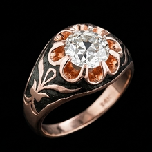 Afbeelding in Gallery-weergave laden, 2 Karaat Zigeuner Solitaire Heren Belcher Ring Rond Oude Mijnwerker Diamant Bloem Stijl