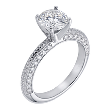 Afbeelding in Gallery-weergave laden, 2 Kt. Ronde Micro Pave Echt Diamanten Verlovingsring Wit Goud 14K