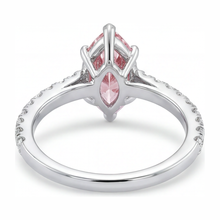 Afbeelding in Gallery-weergave laden, Roze diamanten ring 2 karaat labgekweekt marquise pavé 14k witgoud