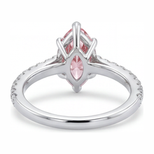Afbeelding in Gallery-weergave laden, Roze diamanten ring 2 karaat labgekweekt marquise pavé 14k witgoud